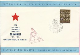 20 Years Uprising In Slavonia / First Flight Požega-Slavonski Brod, Sl. Požega, 10.9.1961., Yugoslavia, Cover - Airmail