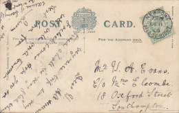 Great Britain PPC With The Season's Greetings Deluxe Cds. NEWPORT Isle Og Wight 1905 Edward VII. Stamp (2 Scans) - Lettres & Documents