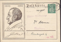 Germany Deutsches Reich Postal Stationery Ganzsache GOETHE 1832-1932, BOCHUM 1932 (2 Scans) - Postkarten