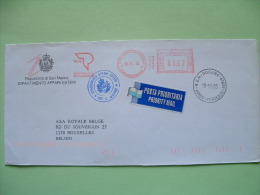 San Marino 2006 Registered Official Cover To Belgium - Foreign Dept. - Machine Franking - Priority Mail Label - Storia Postale