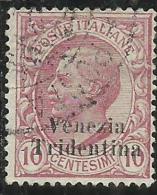 TRENTINO ALTO ADIGE 1918 SOPRASTAMPATO D´ITALIA ITALY OVERPRINTED CENT. 10 C USATO USED OBLITERE´ - Trentin