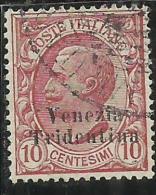 TRENTINO ALTO ADIGE 1918 SOPRASTAMPATO D´ITALIA ITALY OVERPRINTED CENT. 10 C USATO USED OBLITERE´ - Trentin