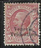 TRENTINO ALTO ADIGE 1918 SOPRASTAMPATO D´ITALIA ITALY OVERPRINTED CENT. 10 C USATO USED OBLITERE´ - Trentino