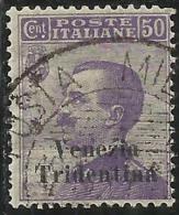 TRENTINO ALTO ADIGE 1918 SOPRASTAMPATO D´ITALIA ITALY OVERPRINTED CENT. 50 C USATO USED OBLITERE´ - Trentino