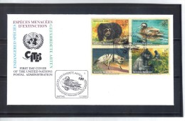 RTY227 UNO WIEN 2001  327/30  FDC GEFÄHRTERTE ARTEN  FIRST DAY COVER    SIEHE ABBILDUNG - FDC