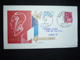 LETTRE PUB ARGININE VEYRON TP MARIANNE DE BEQUET 0,50 OBL.2 JANV. 1971 PARIS MARIANNE PREMIER JOUR - 1971-1976 Marianne Of Béquet