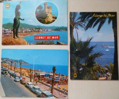 CP LOT 3X COSTA BRAVA LLORET DE MAR PLATJA CALA BANYS VOITURE FIAT SIMCA RENAULT ETC - Colecciones Y Lotes