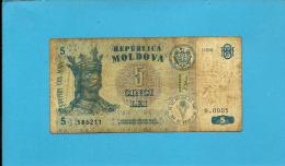 MOLDOVA - 5 LEI - 1999 - Pick 9 - Serie B.0005 - Republica - Moldova