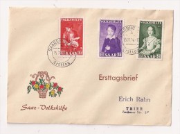 SAAR VOLKSHILFE 1954 Y T N°354 355 356 - Lettres & Documents