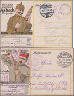 Allemagne 1915 Et 1916. Cartes En Franchise Militaire. Bande Dessinée, Bouteilles De Cognac. Joie, Tristesse - Vins & Alcools