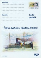 23902- WHALE HUNTING ILLUSTRATED HISTORY, SHIP, POSTCARD STATIONERY, 2002, ROMANIA - Baleines