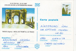 23936- ARCHAEOLOGY, TIMGAD-TRAJAN'S ARCH OF TRIUMPH RUINS, POSTCARD STATIONERY, 1997, ROMANIA - Arqueología