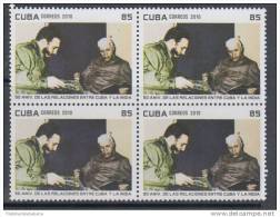 2010.46 CUBA 2010 MNH. 50 ANIV DE LAS RELACIONES CUBA-INDIA. FIDEL CASTRO. BLOQUE DE 4. - Unused Stamps