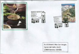 Hommage à La Communauté Anglaise établie En Andorre. 2015 (Tasse De Thé), Une Lettre FDC Adressée En Espagne - Lettres & Documents
