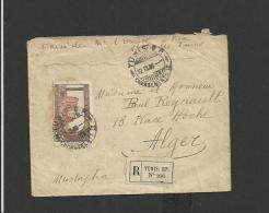 Enveloppe Recommandée 1920 Cachet "Tunis RP Chargements" Pour Alger - Cartas & Documentos