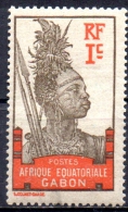GABON 1910 Gabon Warrior - 1c  - Brown And Orange  MH - Unused Stamps