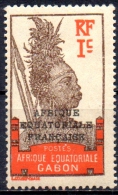 GABON 1924 Gabon Warrior Overprinted - 1c  - Brown And Orange  MH - Ongebruikt