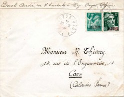 Algérie - 1946 - Lettre De Tizi Ouzou Pour Caen Du 6 Juin 1946 - Timbre Iris N°231 + Gandon N°237 - Storia Postale