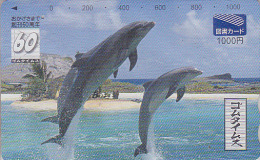 RARE Carte JAPON - ANIMAL - DAUPHIN & Son Petit - DOLPHIN JAPAN Prepaid Card - DELFIN Tosho Karte - BE  579 - Dolphins