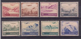 SVIZZERA SWISS SCHWEIZ 1941 Posta Aerea Vedute MH P.A. 27/34 - Unused Stamps