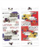 Latvia 2013 EUROPA CEPT Mail, Post Transport Old Car , Horse,railroad, Bicycle  MNH Payr Tet A Tet - 2013