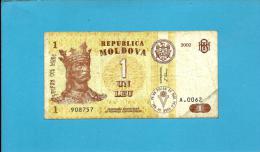 MOLDOVA - 1 LEU - 2002 - Pick 8 - Serie A.0062 - Republica - Moldavie