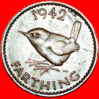 * WREN: UNITED KINGDOM  FARTHING 1942! WITH IND. IMP! GEORGE VI (1937-1952) GREAT BRITAIN START NO RESERVE! - B. 1 Farthing