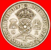 * TUDOR ROSE: UNITED KINGDOM 2 SHILLINGS 1947 GEORGE VI (1937-1952)! INTERESTING TYPE! BRITAIN! LOW START NO RESERVE! - J. 1 Florin / 2 Shillings