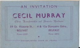 Calendrier /Carte D'invitation/ Cecil MURRAY/Belfast / Irlande/Objets De Curiosité/1954-55  CAL212 - Klein Formaat: 1941-60