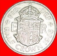 * COAT OF ARMS (1954-1970): GREAT BRITAIN HALF CROWN 1966! ELIZABETH II (1953-2022) LOW START NO RESERVE! - K. 1/2 Crown