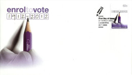 AUSTRALIA FDC ENROL TO VOTE 100 YEARS OF UNIVERSAL RIGHT 1 STAMP  60 CENTS DATED 27-03-2012 CTO SG? READ DESCRIPTION!! - Cartas & Documentos