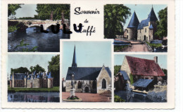 DEPT 72 : Souvenir De Tuffé , L église ,pont Du Bateau Le Donjon Et Le Chateau De Cherronne , Moulin De Le Berguiniere - Tuffe