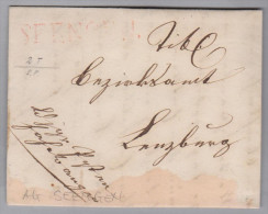 Heimat AG SEENGEN Langstempel Rot Kleiner Faltbrief 1851-12-12 Nach Lenzburg - ...-1845 Vorphilatelie
