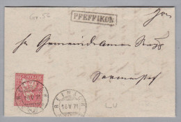 Heimat LU PFEFFIKON Langstempel Im Kasten 1871-05-16 Reinach Klein Brief Nach Fahrwangen - Lettres & Documents