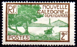 NEW CALEDONIA 1928 Pointe Des Paletuviers  - 2c  - Green And Brown MH - Gebruikt