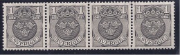 Sweden1911-19: Michel95 Strip Of 4 - Unused Stamps