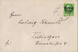13703. Carta BEROLZHEIM (bayern) 1919. Stamp Volkstaat Bayern - Covers & Documents