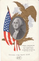 US President George Washington, US Flag, Eagle Emblem, C1900s Vintage Embossed Postcard - Presidenti