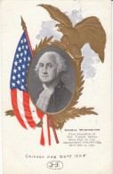 US President George Washington, US Flag, Eagle Emblem, C1900s Vintage Embossed Postcard - Presidentes