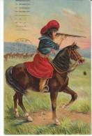 Cowgirl Shoots Rifle From Horseback, Old West Theme, C1900s Vintage Embossed Postcard - Altri & Non Classificati
