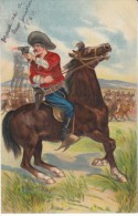 Cowboy Shoots Pistol From Horseback, Old West Theme, C1900s Vintage Embossed Postcard - Other & Unclassified