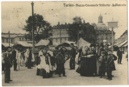 Riproduzione Di Antica Cartolina Da Collezione Privata - Torino - Piazza Emanuele Filiberto - Il Mercato - Places