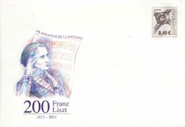 Entier Postal De 2011 Sur Enveloppe Illustrée "Franz Lizt" - Covers