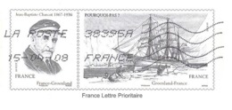 JEAN BAPTISTE CHARCOT, BATEAU LE POURQUOI PAS, GROENLAND FRANCE - PAP PHILAPOSTE FLAMME 2008, VOIR LES SCANNERS - Polar Explorers & Famous People