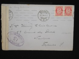 NORVEGE -Enveloppe De Bergen Pour La France En 1916 - Avec Controle - Aff Paire De Carnet - à Voir - P7910 - Covers & Documents