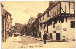 Castle Street, Conway - Showing Aber Conwy, Oldest House Wales - T B Hammond - C1918 - Caernarvonshire