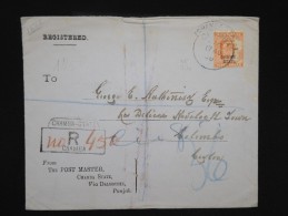 GRANDE -BRETAGNE - INDE - Enveloppe En Recommandée De Chamba Pour Colombo En 1908 - Aff Plaisant - à Voir - P7919 - 1902-11 Koning Edward VII