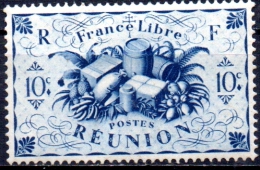 REUNION 1943 Free French Issue -  10c - Blue    MH - Ongebruikt