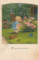 ENFANTS - LITTLE GIRL - MAEDCHEN - Jolie Carte Fantaisie Enfant Et Roses "Oh! Que ça Sent Bon" Signée PAULI EBNER - Ebner, Pauli