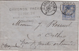 Lettre Type Sage 25cts Ambulant Brest A Paris 1876 - 1849-1876: Periodo Classico